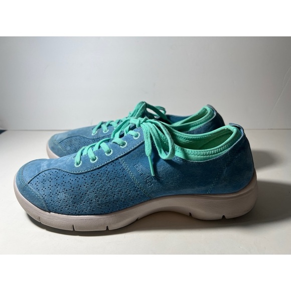 Dansko Blue Suede Sneakers with Teal Laces - Picture 2 of 8